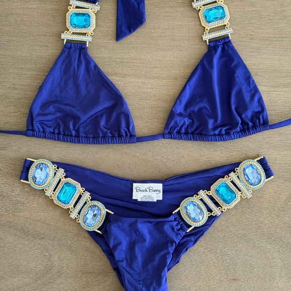 Beach Bunny Elegant Blue Embellished Bikini - Picture 3 of 8